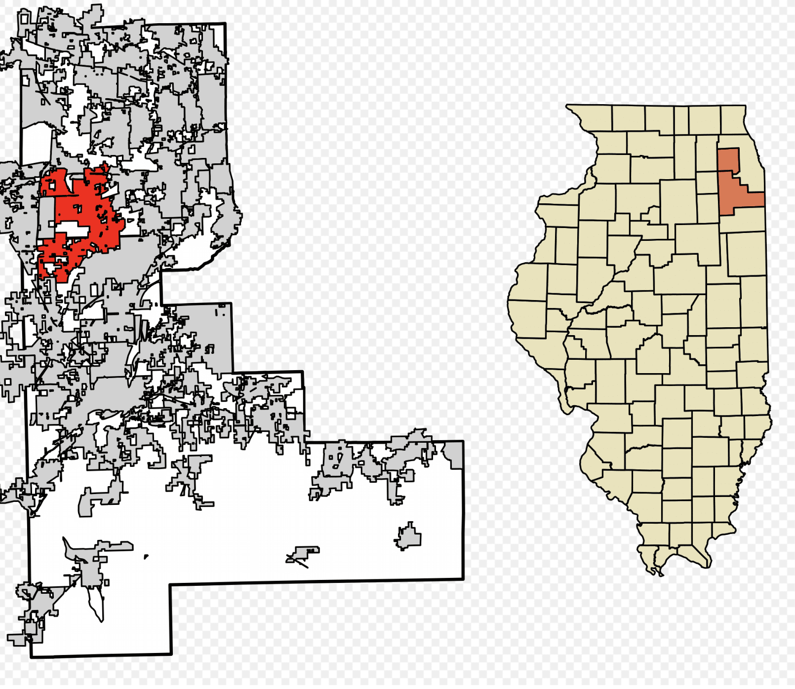 Naperville location on Illinois map