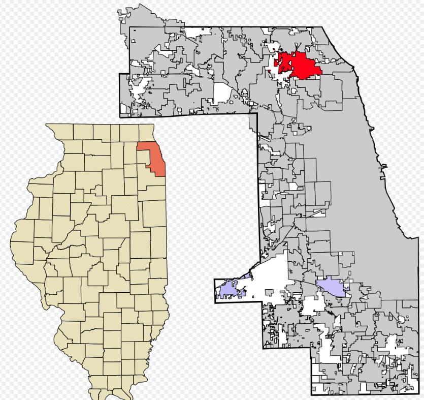 Highlighted in red is Glenview Illinois