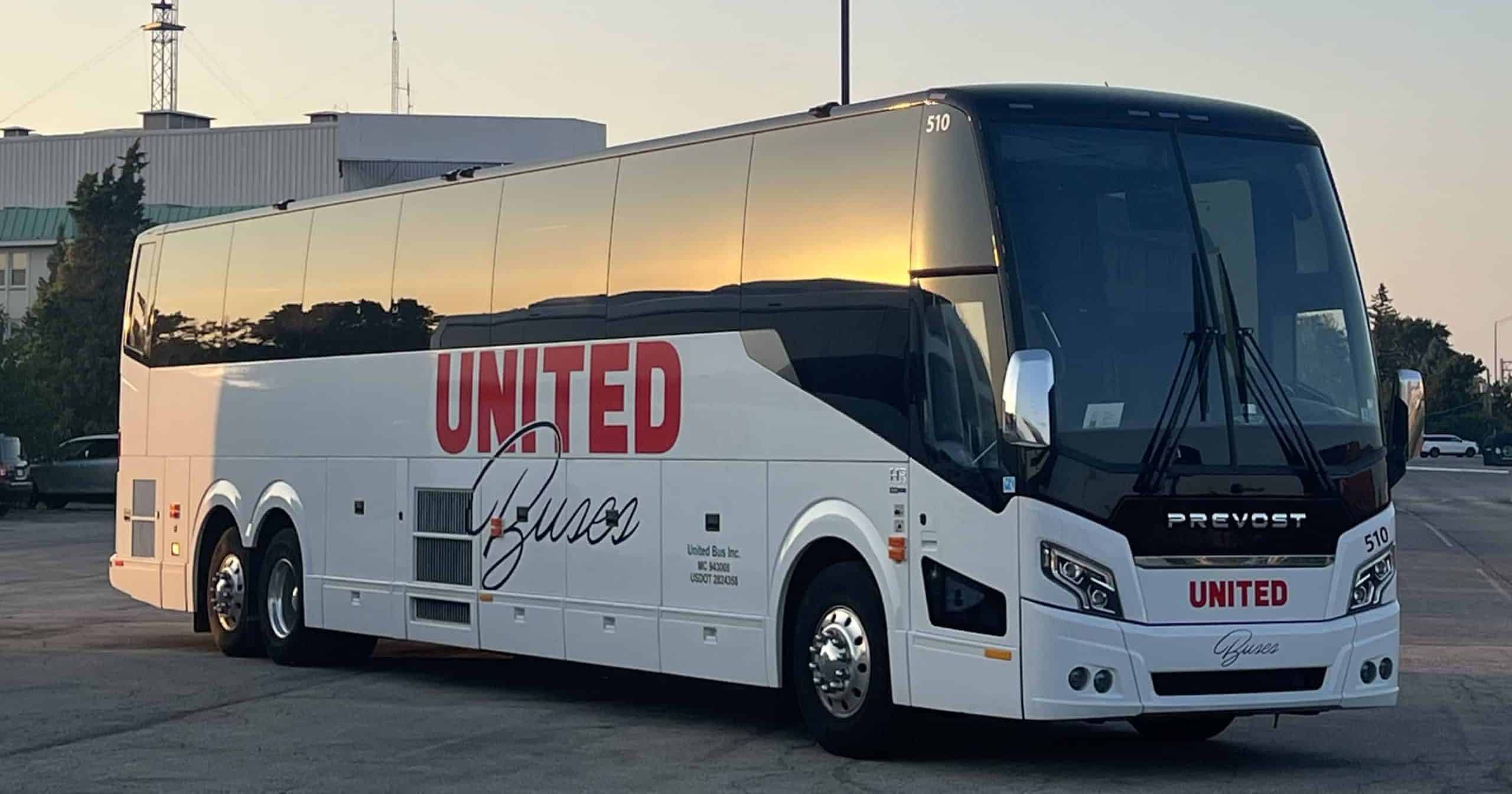 Coach bus during sunset in Chicago
